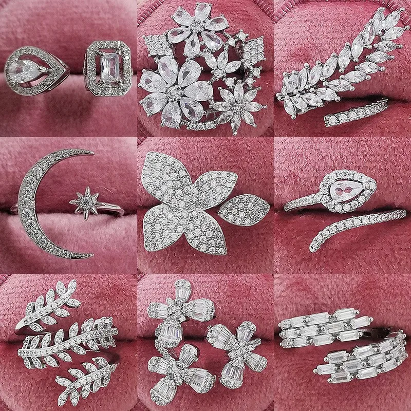 Wholesale 1 Piece Fashion Butterfly Copper Inlay Zircon Open Ring