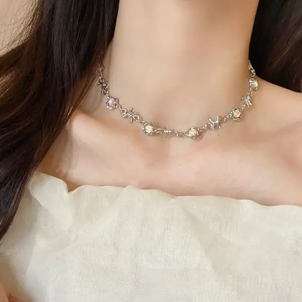 Wholesale Water Plating Gold Plated Silver Letter Moon Butterfly Alloy Romantic Simple Style 201 Stainless Steel Necklace