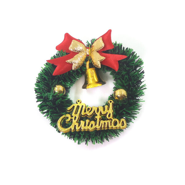 Wholesale 1:12 dollhouse accessories mini Christmas wreath with Bell shiny model simulation Christmas decoration scene