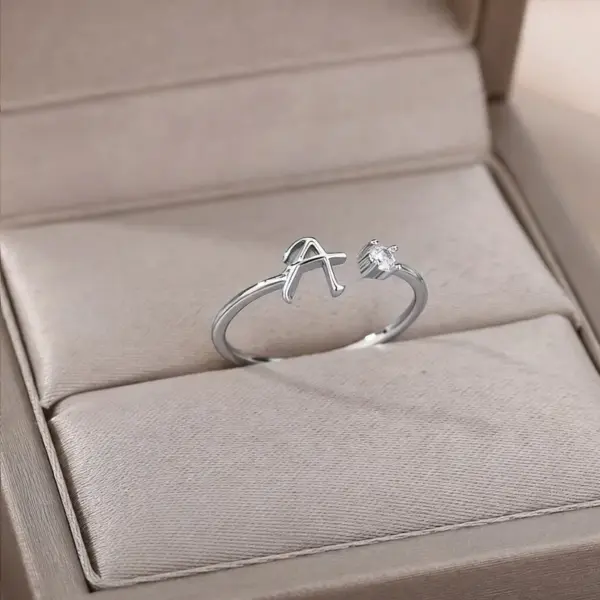 Wholesale Gold Plated Copper Open Ring With Micro-Paved Zirconium Stone Calligraphy Design Unisex Minimalist Daily Commuting Jewelry