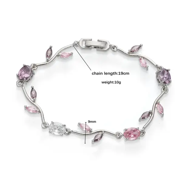 Wholesale Jewelry Elegant Luxurious Romantic Branches And Leaves Flower Copper Zircon 18K Gold Plated Plating Inlay Handmade Chain Bracelets