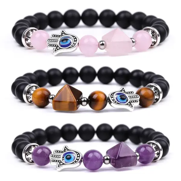 Wholesale Fashion Devil's Eye Palm Artificial Crystal Stone Irregular Beaded Polishing Bracelets 1 Piece