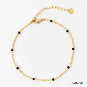 Sak950 Bracelet Platinum + Dazzling Black / 14K