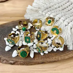 Wholesale PVD Coated 18K Gold Real Gold Plated Square Oval 304 Stainless Steel Vintage Style Waterproof Non Tarnish Open Ring