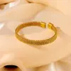 Wholesale 304 Stainless Steel C Shape PVD Coated 18K Real Gold Plated Vintage Style Waterproof Non Tarnish Plating Gold Silver Bangle