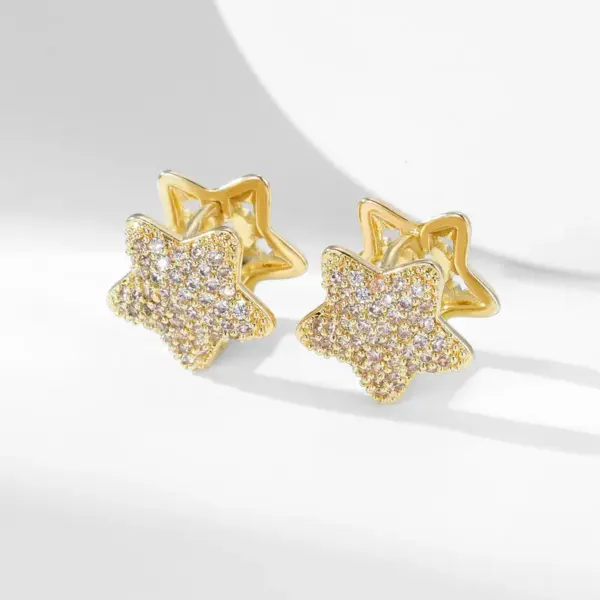 Wholesale 1 Pair Retro Star Water Droplets Heart Shape Plating Copper Zircon K Gold Plated Earrings