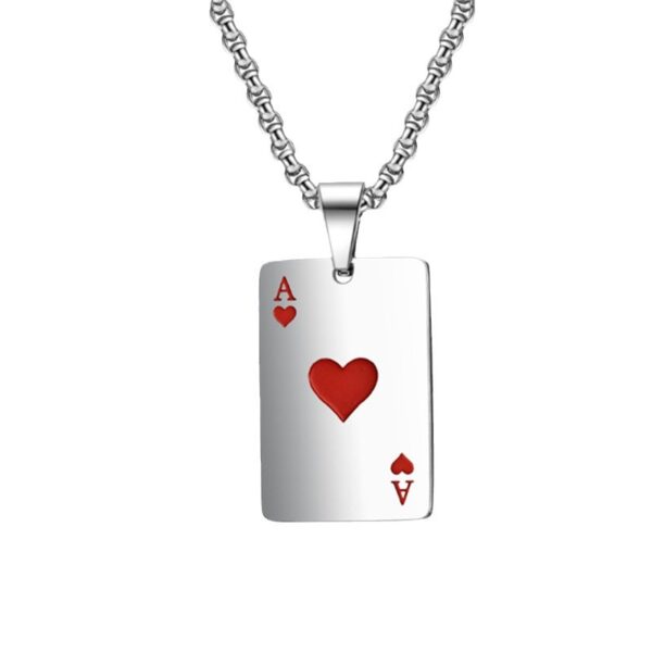 oly-e357e7b69ff78cfa29a98d0ac25d6365 Wholesale lucky Spade necklace pendant hip hop personality red peach playing card A trendy cool disco pendant titanium steel