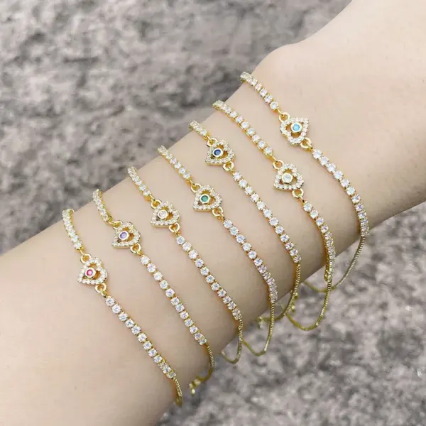 Wholesale Fashion Copper Heart Shape Bracelet Zircon Copper Bracelets
