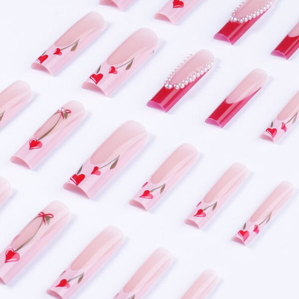 Wholesale Cross-Border European and American Water Pipe Manicure Nails Cross-Border Hot Selling Love Pearl Wearable Nails French Fake Nails