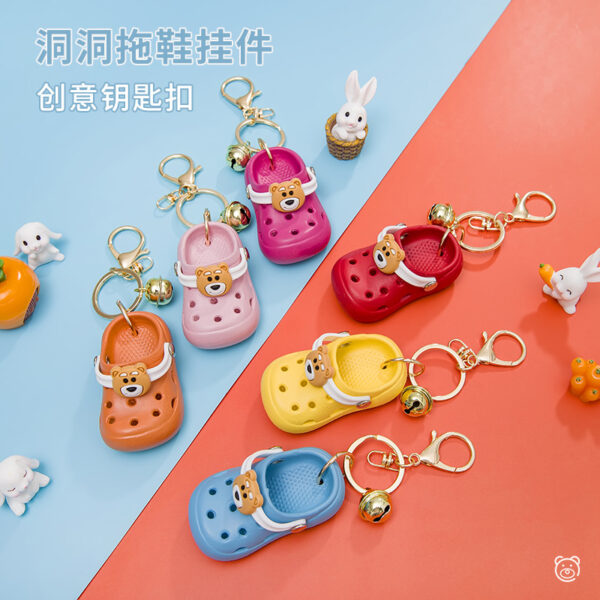 Wholesale Creative cute mini hole shoes keychain small pendant cartoon schoolbag women's backpack ornaments