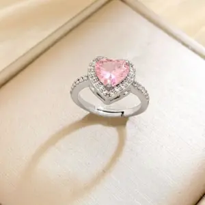 JZ246 Pink Love Ring / Silver
