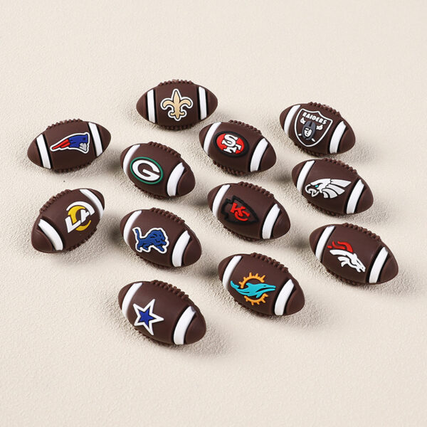 Wholesale Football Team Logo 3D Silicone Beads Focal Beads