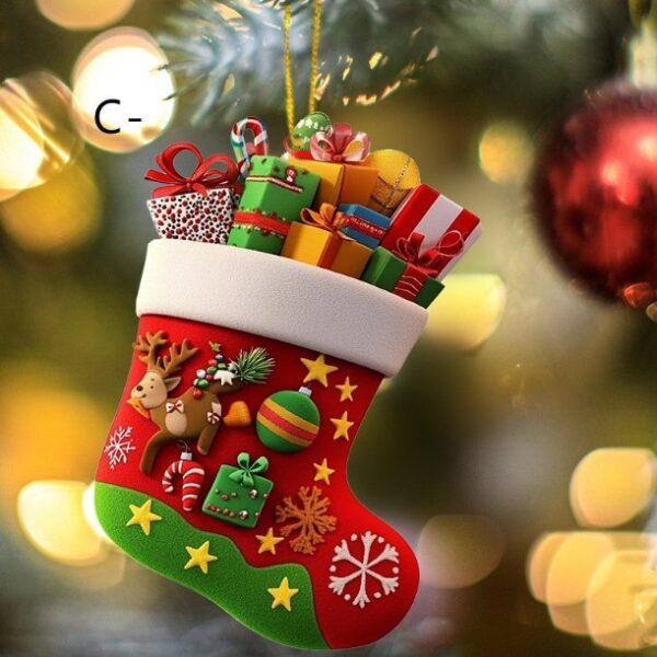 Wholesale Christmas Stocking Series Flat Holiday Pendant Keychain