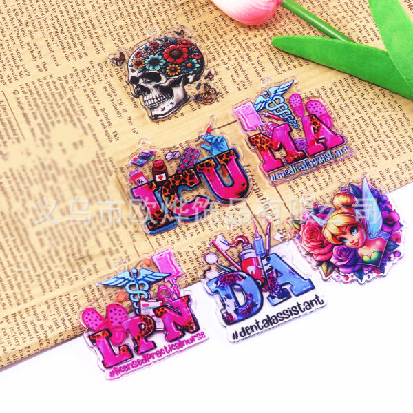 oly-e375aad262cd6158adfd2ba48eee464b Wholesale Cross-Border New Loose Powder Cartoon Letter Girl Bag Pendant Acrylic Cute DIY Patch Accessories
