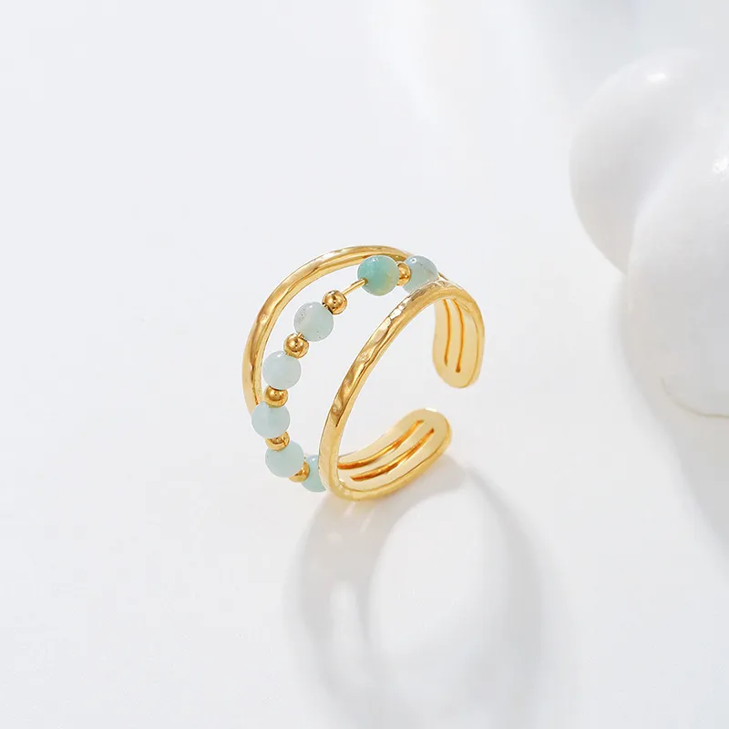 Wholesale Simple Style Commute Solid Color Stainless Steel Patchwork Open Ring