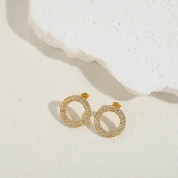 Wholesale 1 Pair Ig Style Circle Plating Inlay Copper Zircon 14k Gold Plated Earrings
