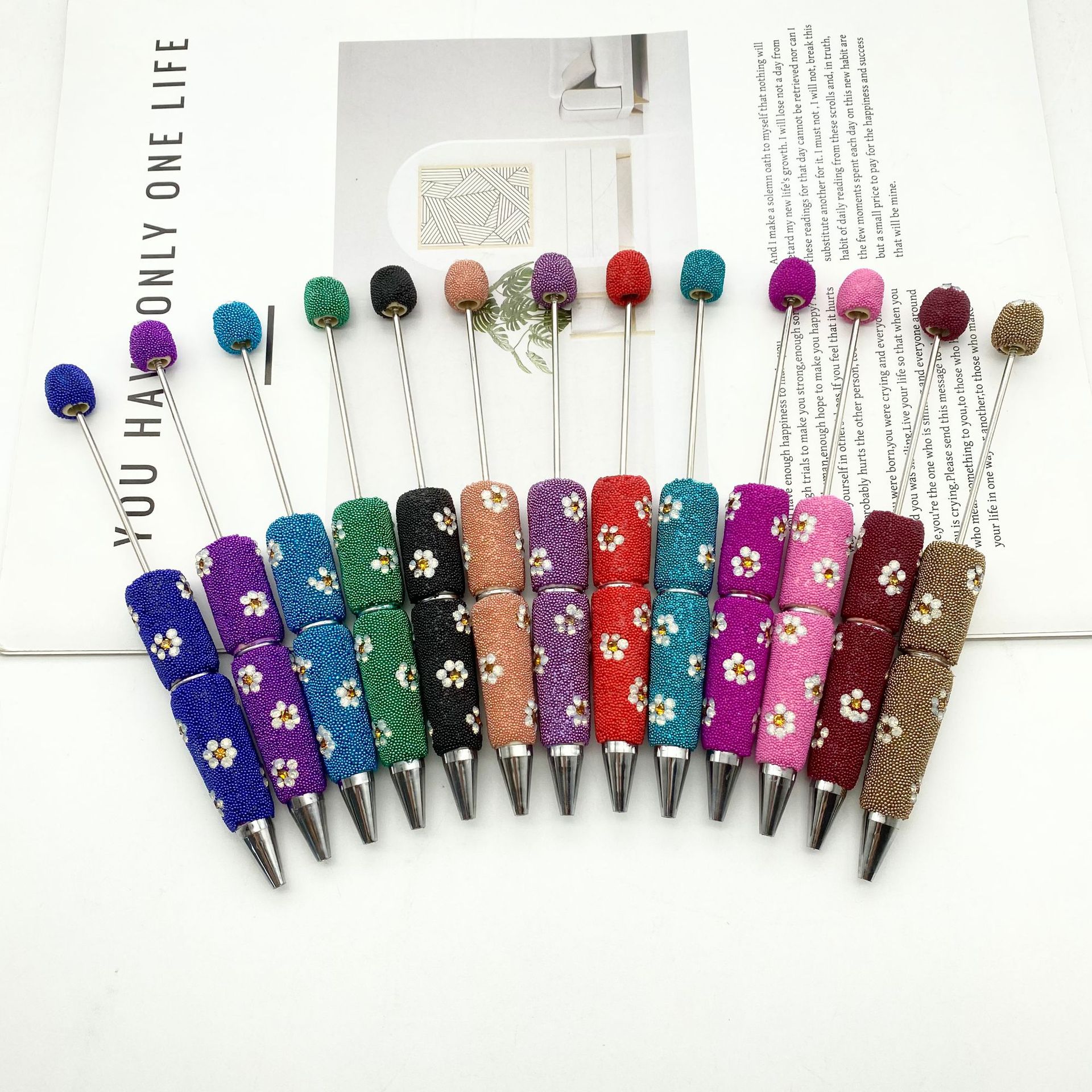 Wholesale New Full Diamond Beaded Pen Handmade DIY Creative Full Diamond Modeling Business Gift Pen in stock