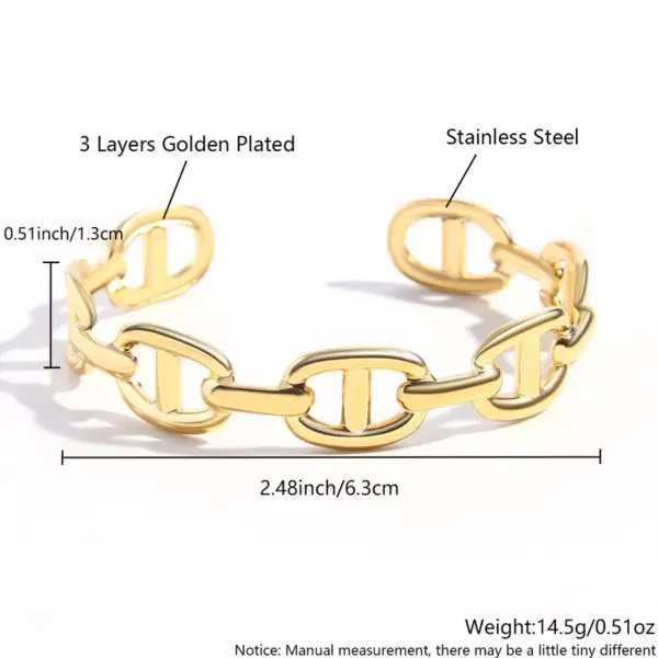 Wholesale Simple Style Commute Geometric Grain 18K Gold Plated Gold Plated 304 Stainless Steel Wholesale Bangle