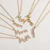 Wholesale MAMA Letter 304 Stainless Steel Copper Plating Inlay Zircon Necklace