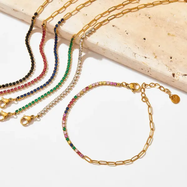 Ion Plating (IP) 18K Gold Plated Geometric 201 Stainless Steel 304 Simple Style Waterproof Non Tarnish Chain Bracelet