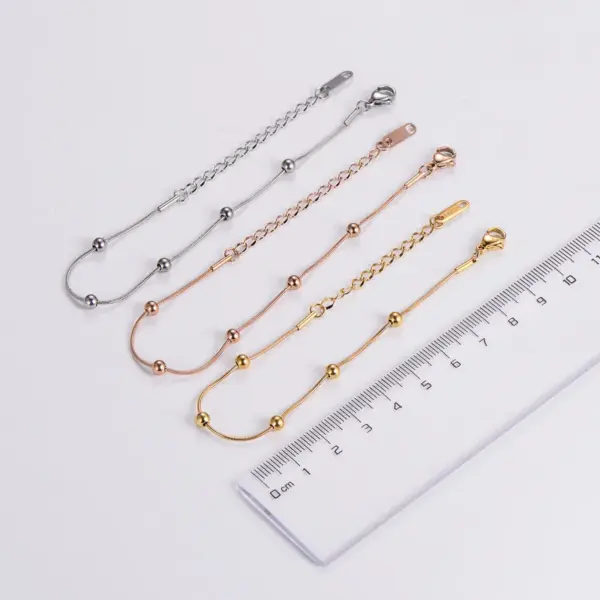 Wholesale PVD Coated 18K Gold Plated Rose Gold Plated Ball Stainless Steel Elegant Luxurious Waterproof Non Tarnish 304 Stainless Steel Bracelets