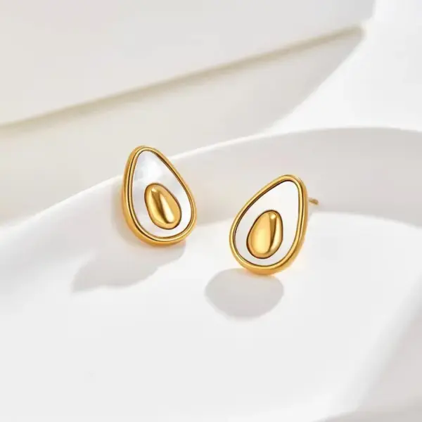 PVD Coated Real Gold Plated 18K Gold Avocado 304 Stainless Steel Casual Simple Style Waterproof Non Tarnish Earrings Necklace