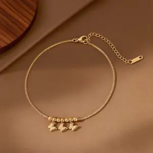 J05025-Three Butterflies-Anklet- Gold