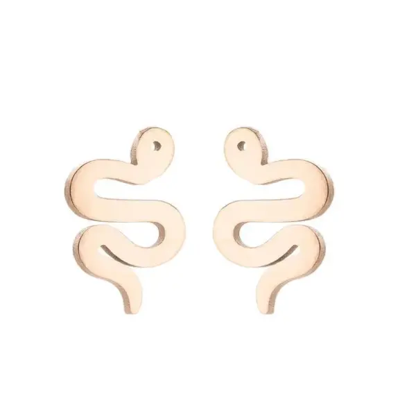 PVD Coated 18K Gold Real Gold Plated Snake 304 Stainless Steel Simple Style Waterproof Non Tarnish Ear Studs