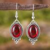 Wholesale Ruby Oval Alloy Pendant Fashion Earrings Jewelry suit