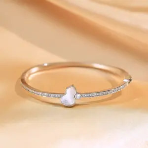 Silver Real Shell Gourd Full Diamond Bracelet