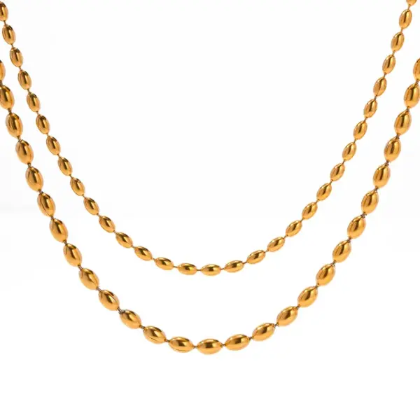 304 Stainless Steel Solid Color PVD Coated 18K Gold Plated IG Style Plating Double Layer Necklaces