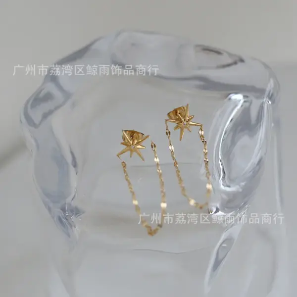 Wholesale PVD Coated Real Gold Plated 18K Gold Star 304 Stainless Steel Waterproof Non Tarnish Earrings Ear Studs