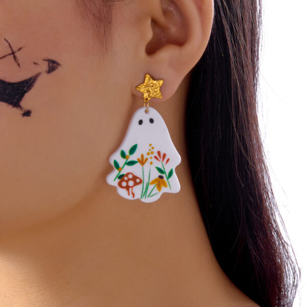 Wholesale Ghost Elf Funny Halloween Acrylic Flower Ghost Skeleton Tree Earrings Cute Devil Earrings