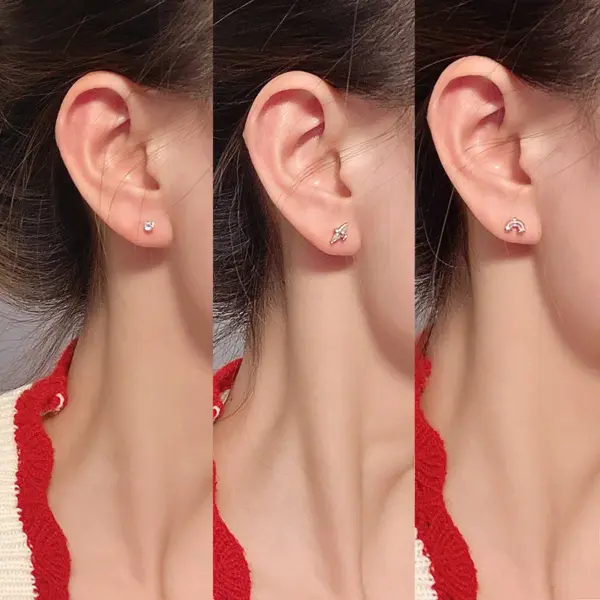 Wholesale Fashion Geometric Copper Ear Studs Plating Zircon Copper Earrings