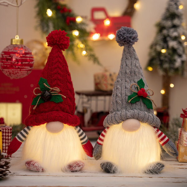 Wholesale Christmas Knitted Hat with Lights Doll Ornaments