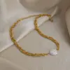 Wholesale PVD Coated Real Gold Plated 18K Gold Round 201 Stainless Steel Freshwater Pearl Elegant Waterproof Non Tarnish Bracelets Necklace
