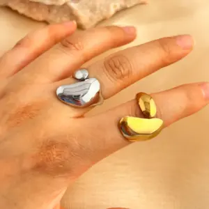 PVD Coated Real Gold Plated 18K Gold Geometric 201 Stainless Steel Casual Retro Simple Style Waterproof Non Tarnish Open Rings