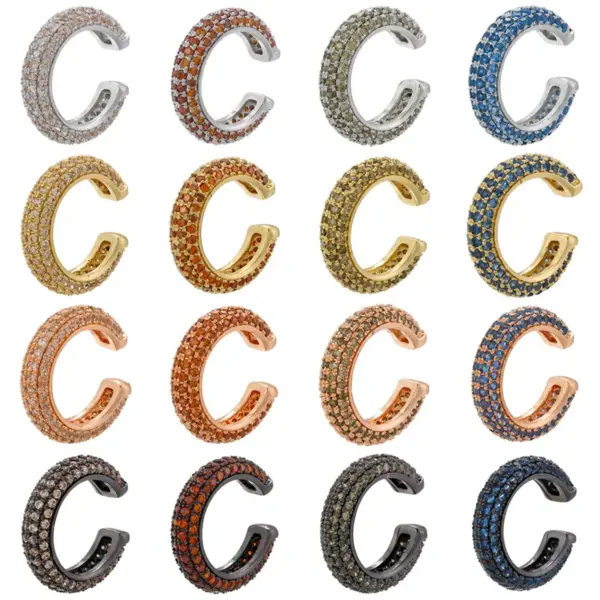 1 Piece Simple Style C Shape Plating Inlay Copper Zircon Gold Plated Earrings