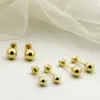 Wholesale PVD Coated Real Gold Plated 14K Gold Round Solid Color 304 Stainless Steel Simple Style Waterproof Non Tarnish Ear Studs