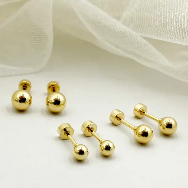 Wholesale PVD Coated Real Gold Plated 14K Gold Round Solid Color 304 Stainless Steel Simple Style Waterproof Non Tarnish Ear Studs