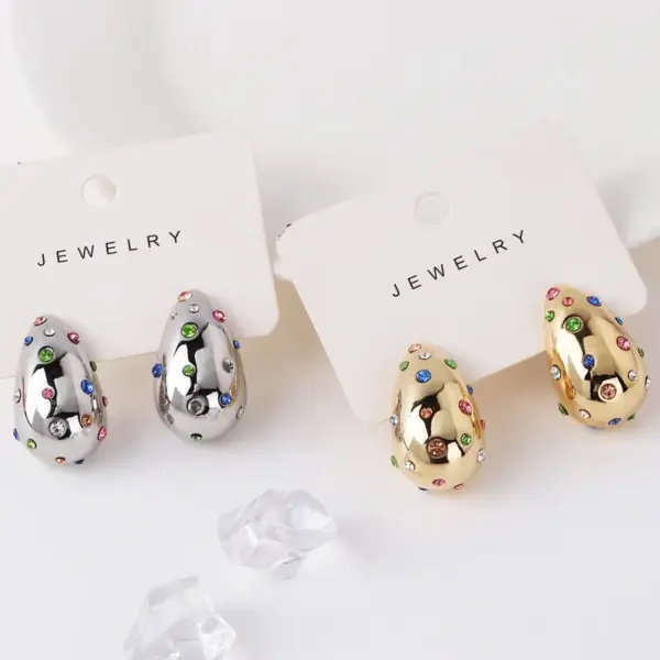 Wholesale 1 Pair Vintage Style Water Droplets Plating Inlay Brass Artificial Gemstones Crystal 18k Gold Plated White Gold Plated Ear Studs
