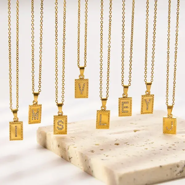 Wholesale Jewelry Sweet Letter 304 Stainless Steel Diamond Polishing Plating Inlay Cable Chain Necklace