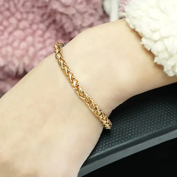 Wholesale Retro Solid Color 304 Stainless Steel 18K Gold Plated Titanium Steel Stainless Steel Bracelets In Bulk