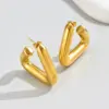 Wholesale 304 Stainless Steel Solid Color PVD Coated 18K Gold Plated 18K Gold Simple Style Classic Style Waterproof Non Tarnish Plating Gold Ear Studs