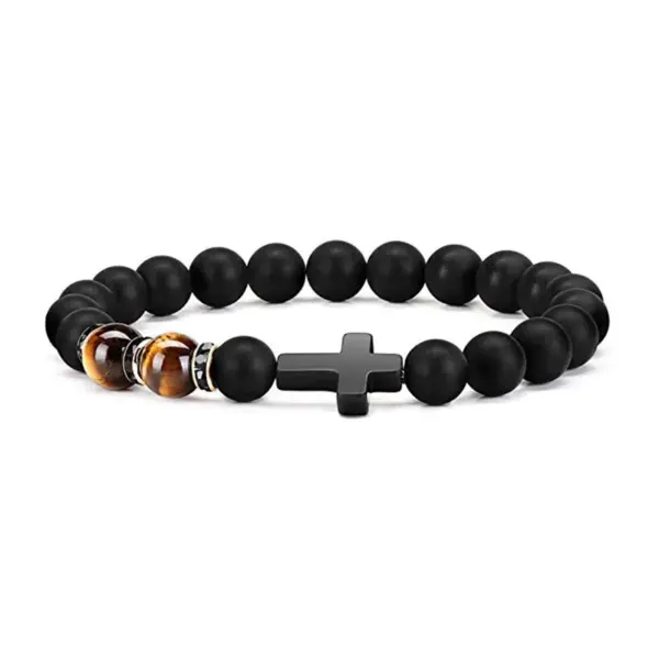 Wholesale Ethnic Style Cross Natural Stone Beaded Bracelets