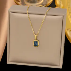 【H640】Blue Diamond Necklace / Gold