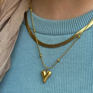 Double Layer Clip Beads Heart / Gold