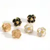 Wholesale PVD Coated Real Gold Plated 18K Gold Flower 304 Stainless Steel IG Style Retro Waterproof Non Tarnish Ear Studs