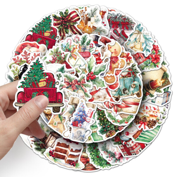 Wholesale 50 Christmas Retro Watercolor Stickers