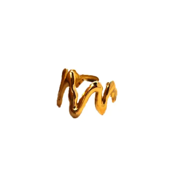 Wholesale PVD Coated Real Gold Plated 18K Gold Letter 304 Stainless Steel Retro Waterproof Non Tarnish Open Rings